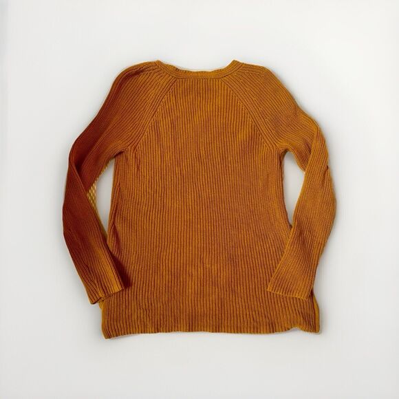 J. Crew Mustard Yellow Cotton V-Neck Tunic Sweater Women’s Sz S - Picture 2 of 8